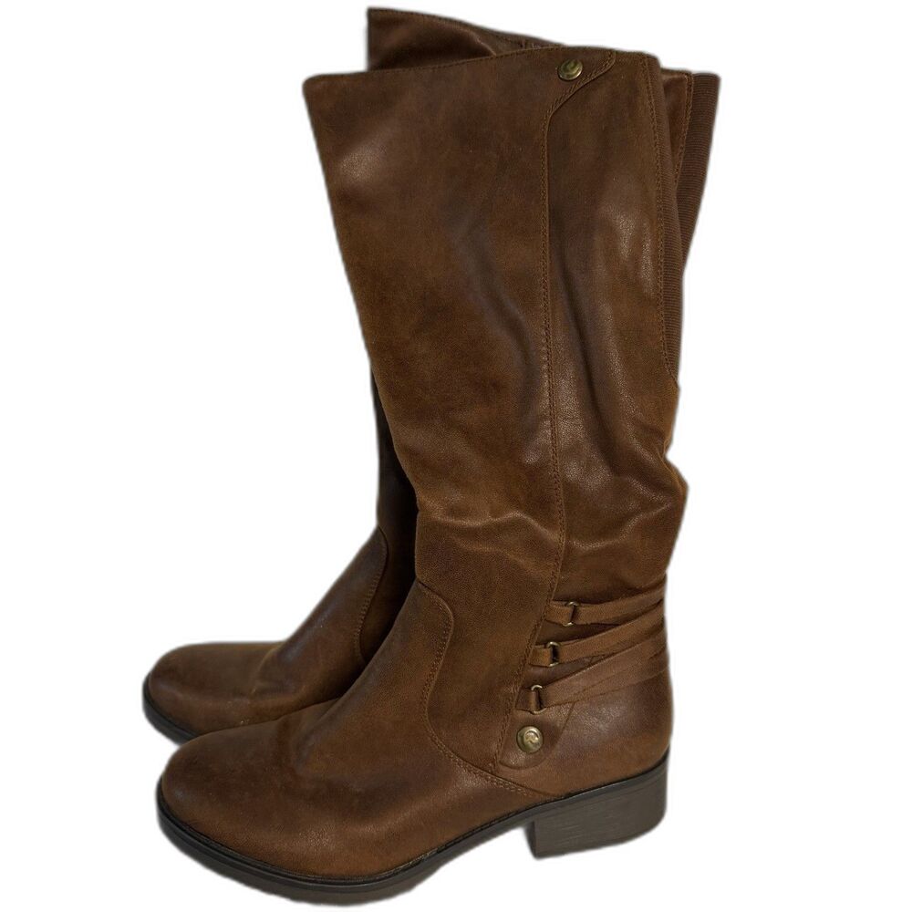 Baretraps Knee High Block Detail Women's Brown Strappy Ankle Boots US Size 8.5M